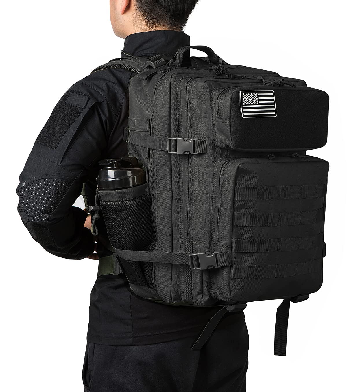 QT&QY 25L/35L/45L Military Tactical Backpack For Men Molle Daypack 3 Day Bug Out Bag Hiking Rucksack With Bottle Holder