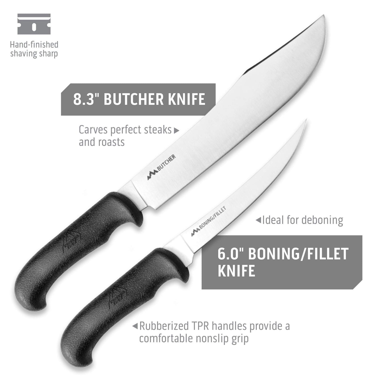 Outdoor Edge Game Processor, PR-1, Complete 12-Piece Hunting Knife Kit for Processing Big Game, Full Tang 420J2 Stainless Razor Sharp Blades, TPR Non-Slip Handles, Sturdy Hide-Side Storage Case