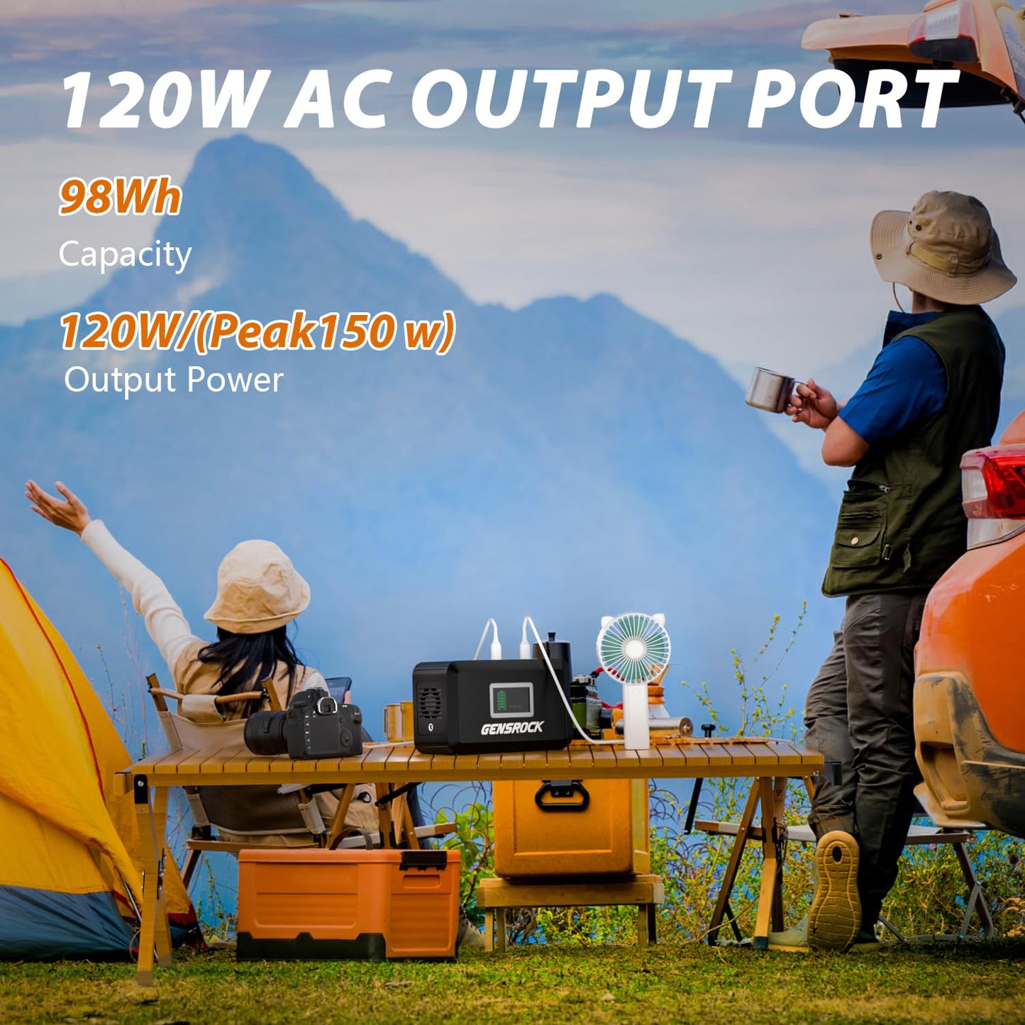 GENSROCK Portable Power Station, 110V/300W Pure Sine Wave Solar Generator, 222Wh Backup Lithium Battery With AC Outlet/QC 3.0/Type-C/LED Light for CPAP Family Emergency Outdoor Camping RV Travel.