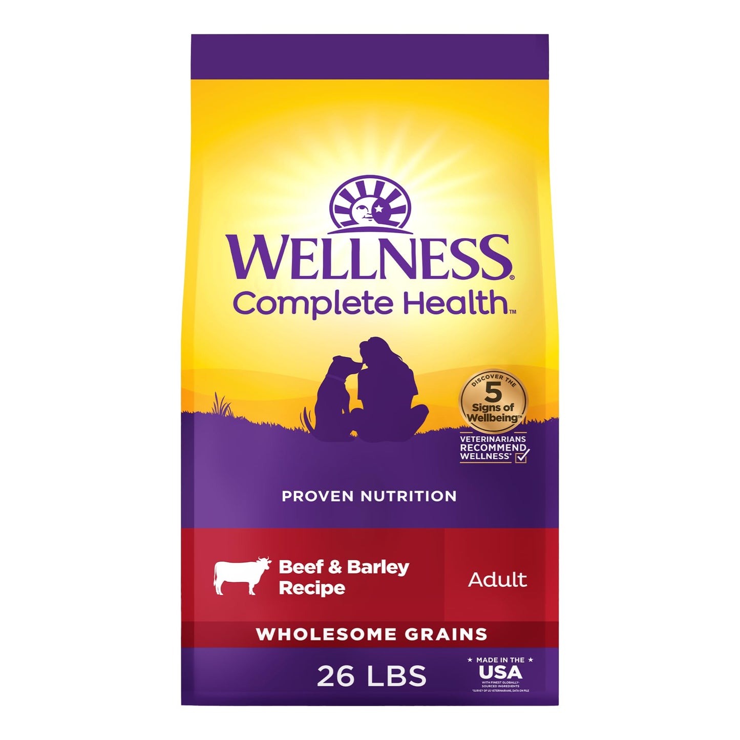 Wellness Complete Health Dry Dog Food, Wholesome Grains, Natural, Lamb & Barley Recipe, (30-Pound Bag)