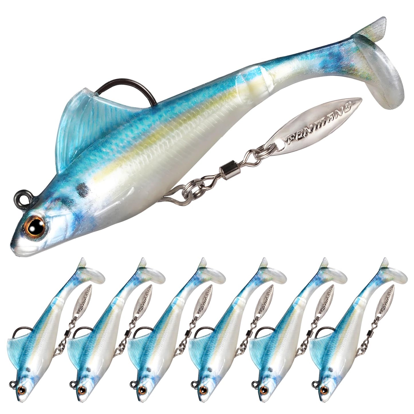 2.5/3.5In Swim Baits for Bass Fishing, Pre-Rigged Jig Heads Soft Plastic Walleye Fishing Lures, Paddle Tail Swimbaits for Bass Fishing, Fishing Bait for Freshwater Saltwater Gifts