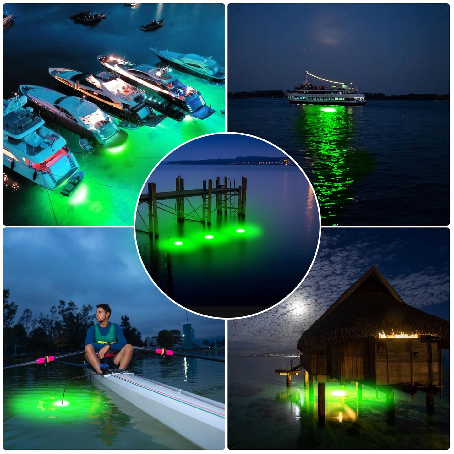 Underwater Fishing Light Compatible for Milwaukee 18V Battery,LED Green Light for 30W IP68 3000 Lumens Fish Attracting, Night Fishing for Docks Boats or Kayaks(no Battery)