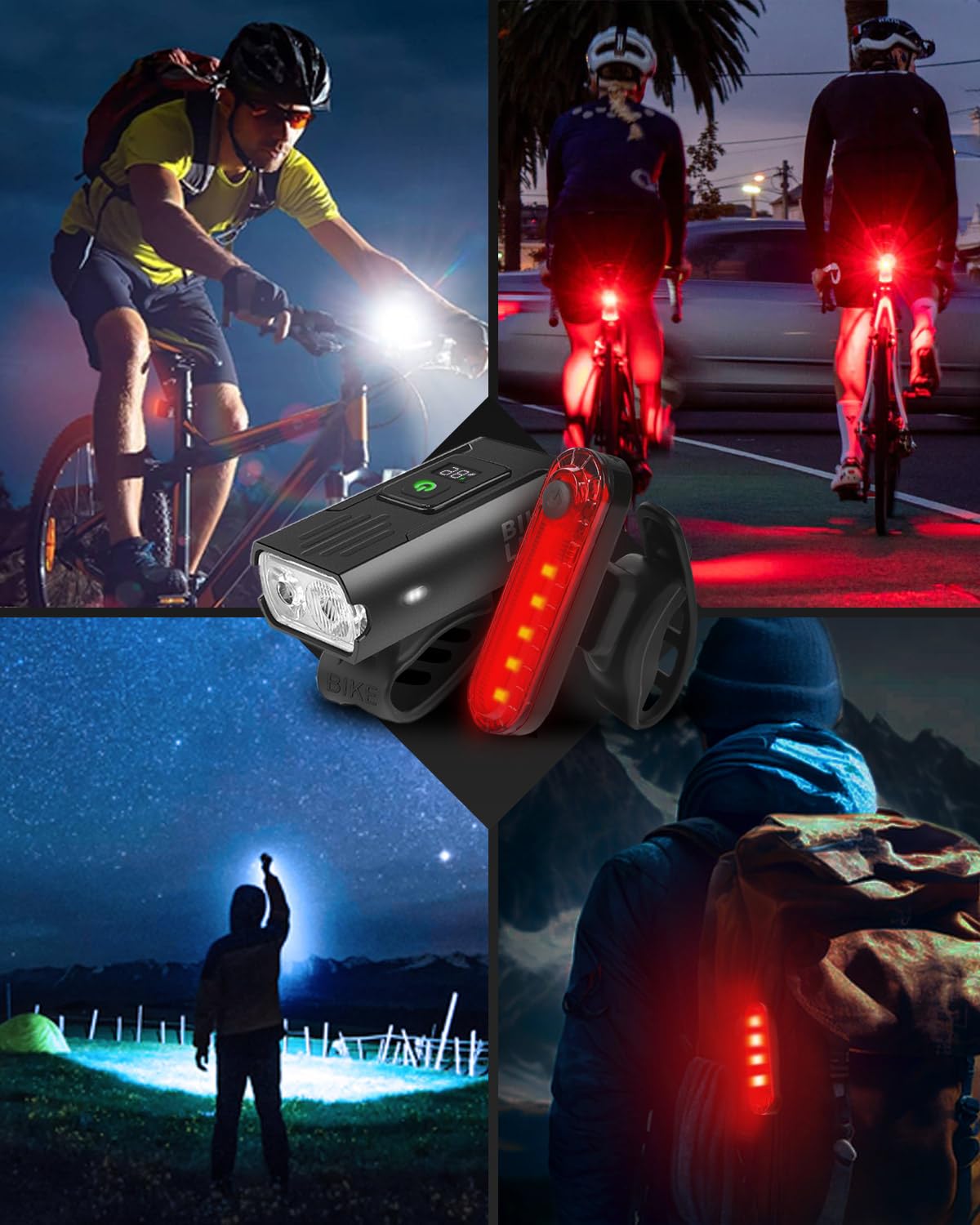 Victoper Bike Light, High Lumens Super Bright Bicycle Lite, 6+4 Modes USB Rechargeable Bike Headlight & Taillight Set, Waterproof Safety Bike Front & Rearlight for Road, Mountain, Night Riding