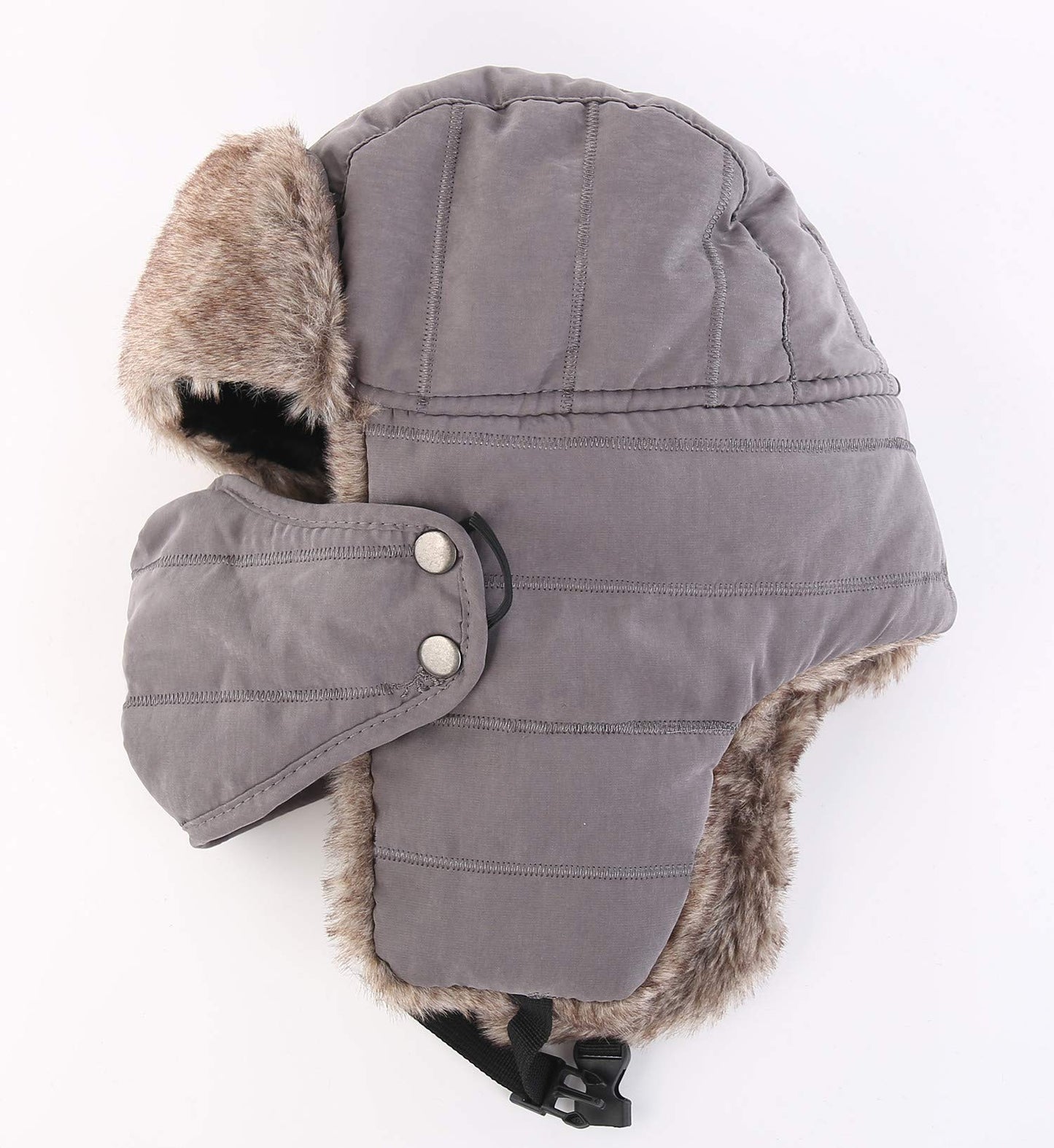 Connectyle Men's Trooper Trapper Hat Warm Winter Hats with Removable Face Mask Earflaps Faux Fur Hunting Outdoor Hat