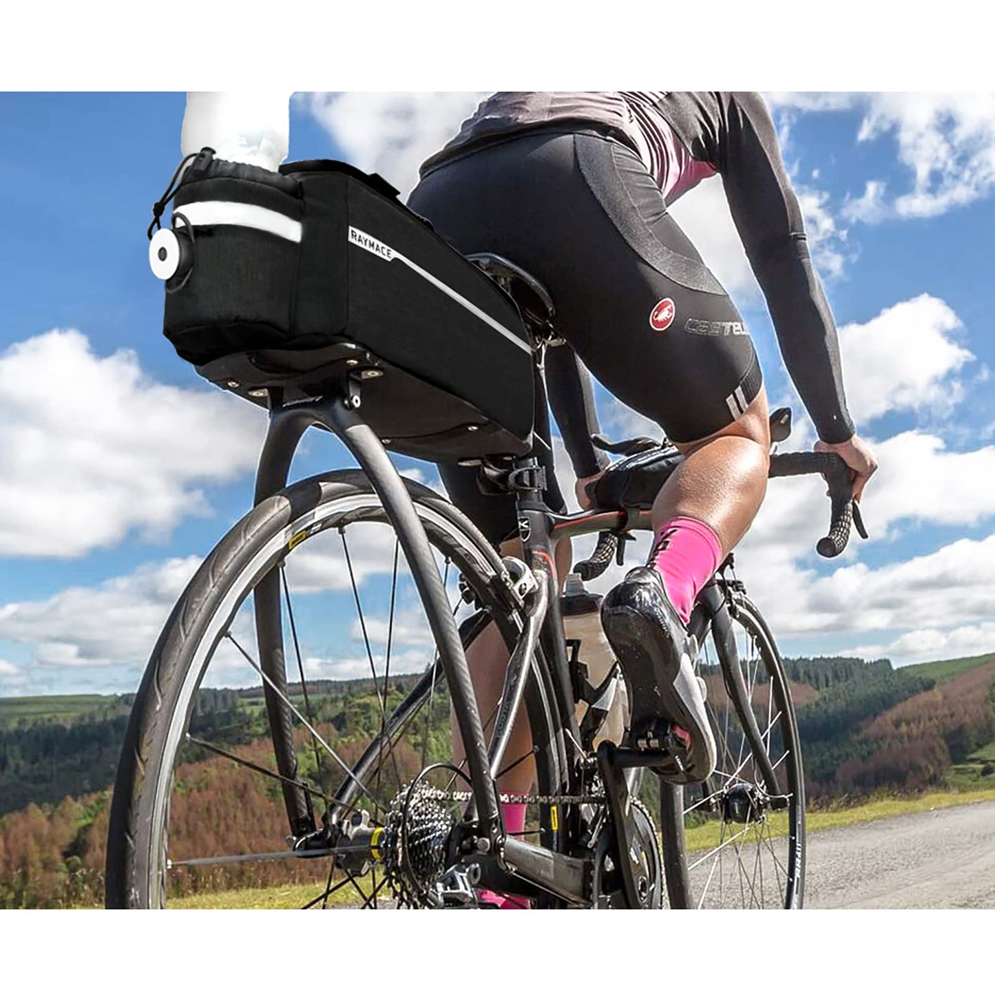 RAYMACE Bike Rear Rack Bag with Tail Light, Bike Truck Cooler Bag for Warm or Cold Items