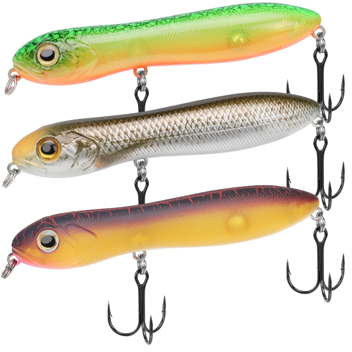 TRUSCEND PoPobait Plopper with BKK Hooks, Top Water Fishing Lures for Bass Walleye Pike Catfish Musky Perch, Floating Lure for Freshwater or Saltwater, Amazing Teasers Fishing Gifts for Family Fishing