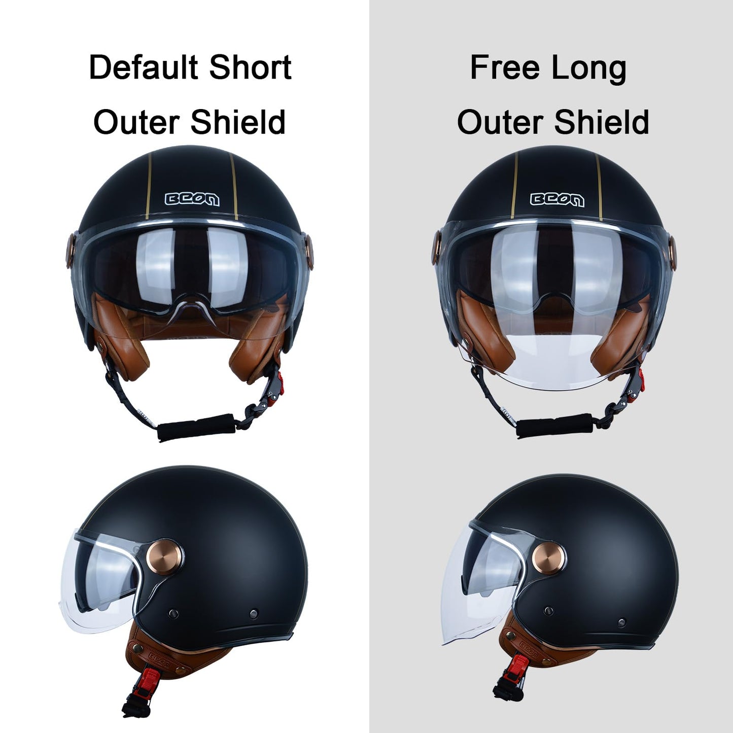 Open Face Motorcycle Helmet for Adults, DOT Approved,3/4 Retro Vespa Helmet, Dual Visors Men's and Women's Motorbike Casco for Moped Cruiser Bobber and Chopper