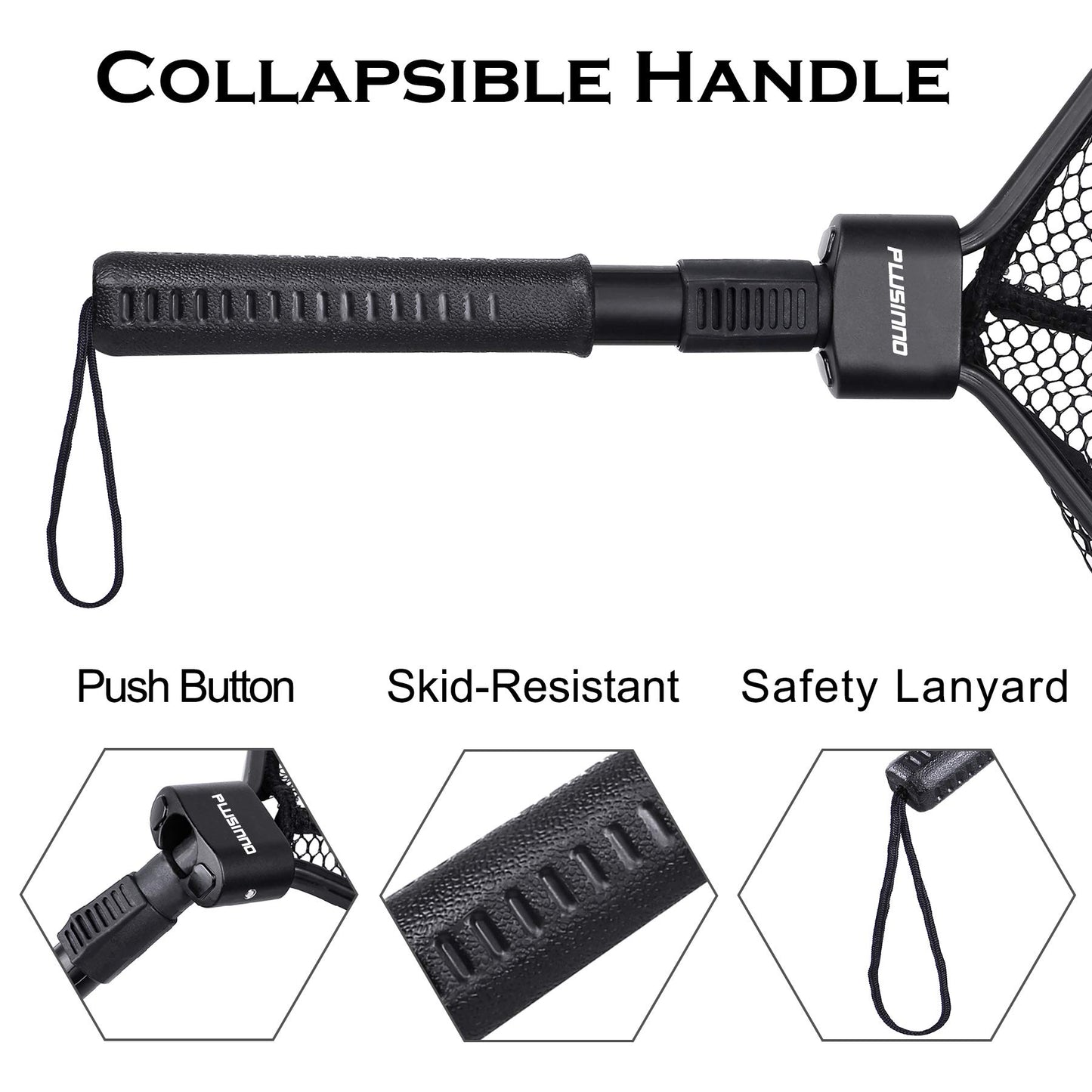 PLUSINNO Fly Fishing Net, Bass Trout Landing Net, Folding Fishing Nets Fresh Water, Safe Fish Catching or Releasing