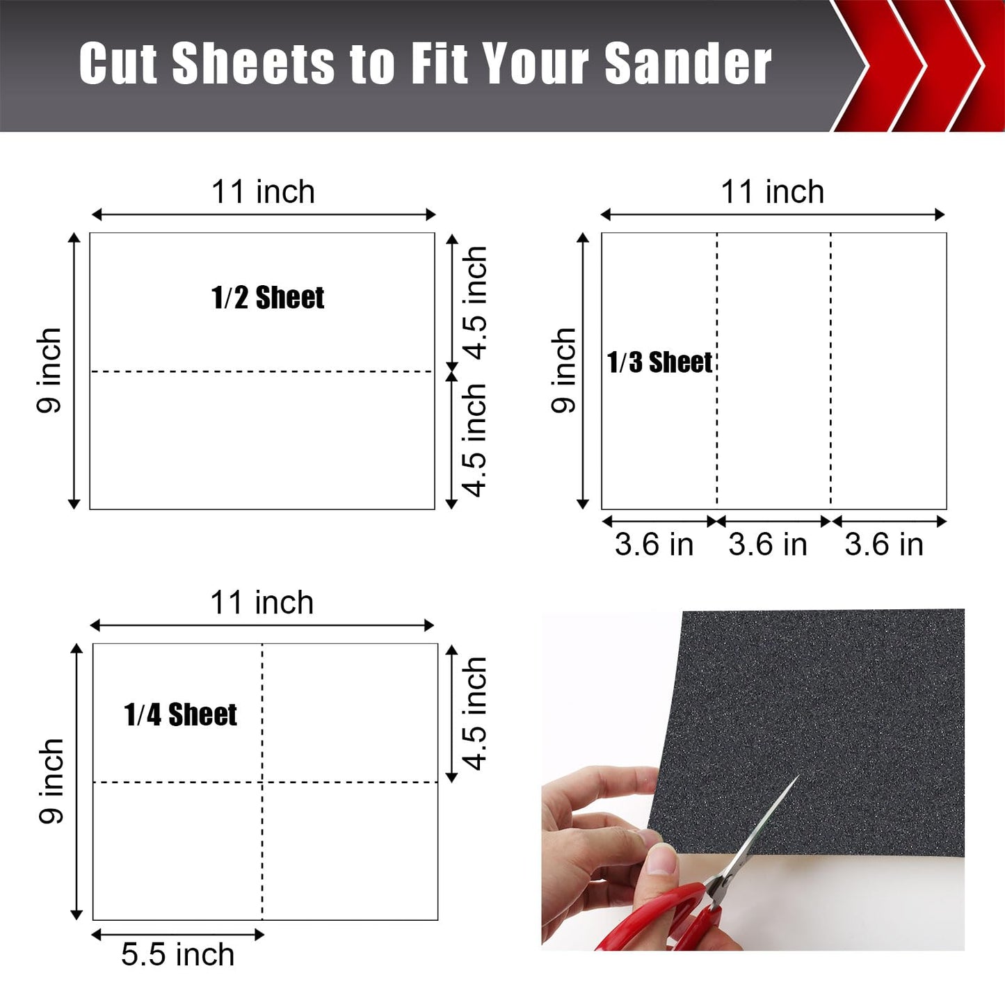 50 Pcs 1/4 Sheet Sandpaper, Premium Sand Paper 80/120/150/220/320/400 Grit Sandpaper Sheet Sand Paper Assortment for Wood Metal Automotive Palm Sanders 5.5" x 4.5"
