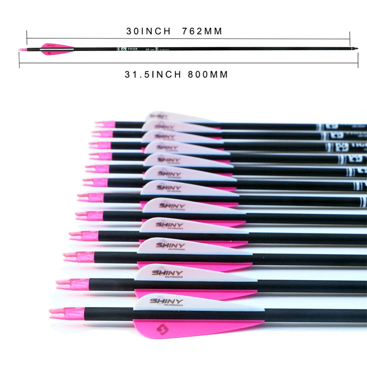 30Inch Carbon Arrow Practice Hunting Arrows with Removable Tips for Compound & Recurve Bow(Pack of 12)