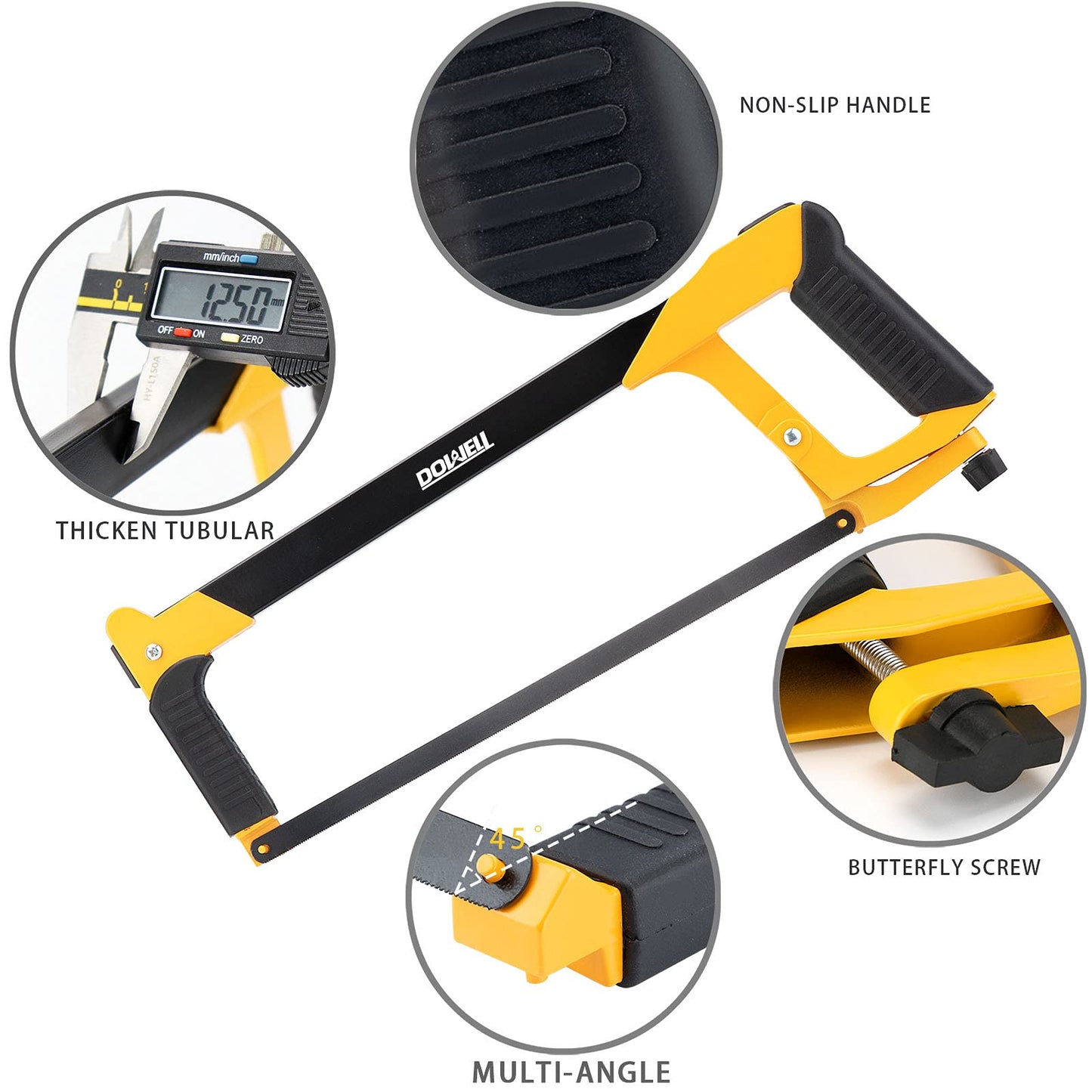 DOWELL Hacksaw Frame Set Heavy Duty Handsaw 12-inch 10-inch 6-inch Mini Hacksaw Hand Saw 8 Extra Blades Multi-function for Metal Wood PVC Pipes