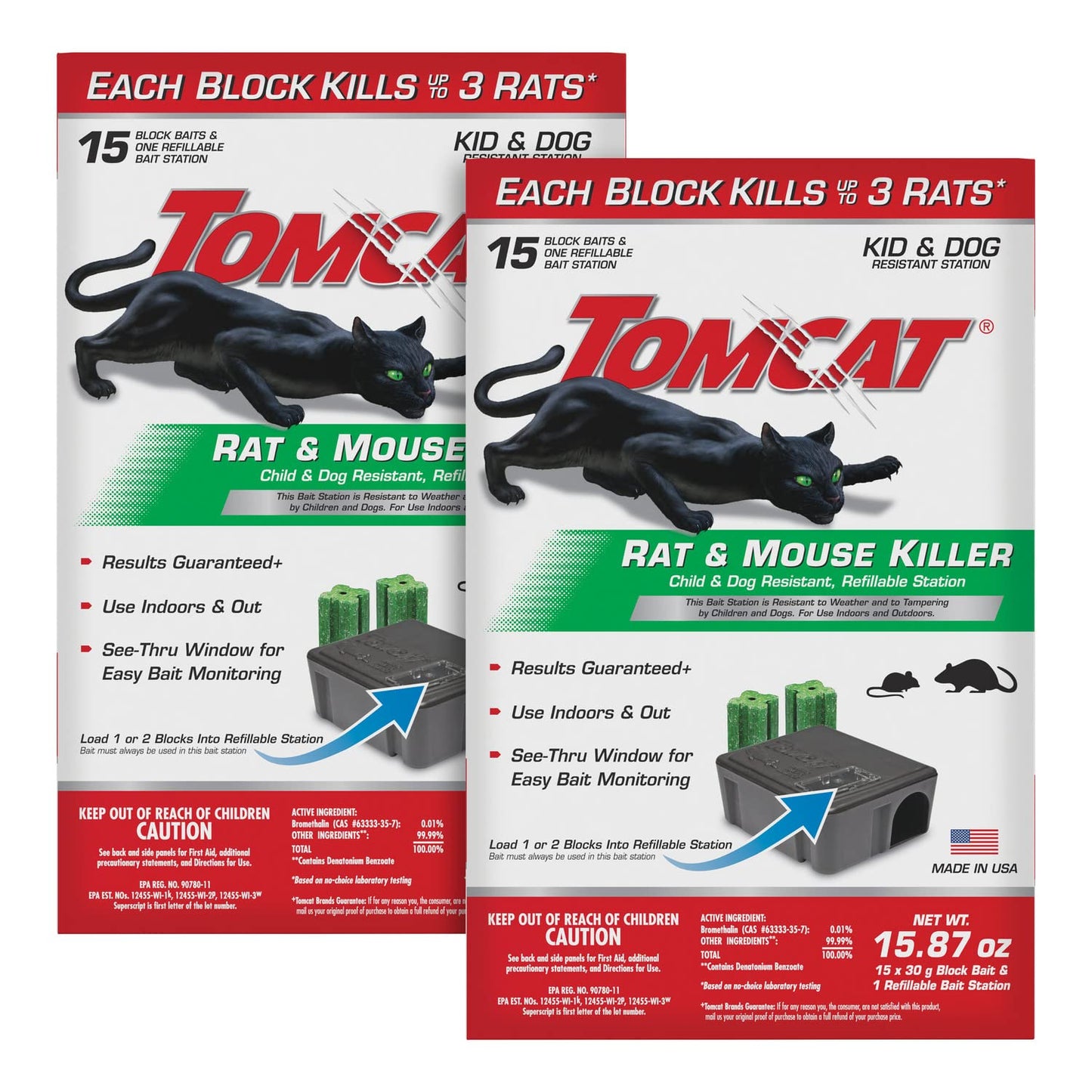 Tomcat with Bromethalin Bait Chunx Pail, Rat and Mice Control for Agricultural Use and Professional Applicators, 4 lbs. 2-Pack