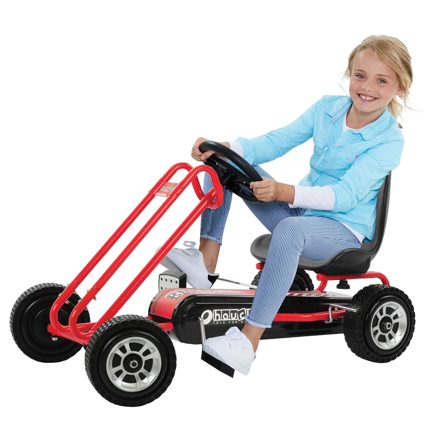 hauck Kids Pedal Go Kart, 4 Wheel Bike Cart, Ages 4-8, Lightning Ride, Race Green
