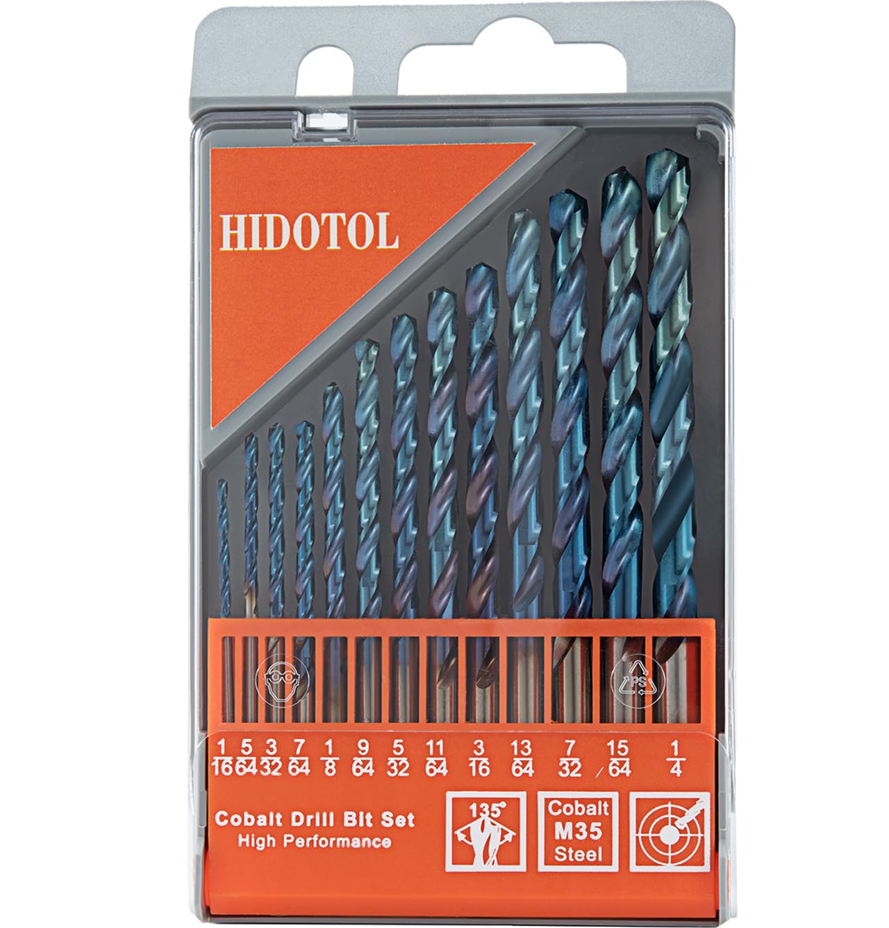 Cobalt Drill Bit Set 115 PCS - M35 High Speed Steel Twist Jobber Length Drill Bits for Hardened Metal, Stainless Steel, Cast Iron, Plastic and Wood, 1/16"-1/2", A-Z, 1-60