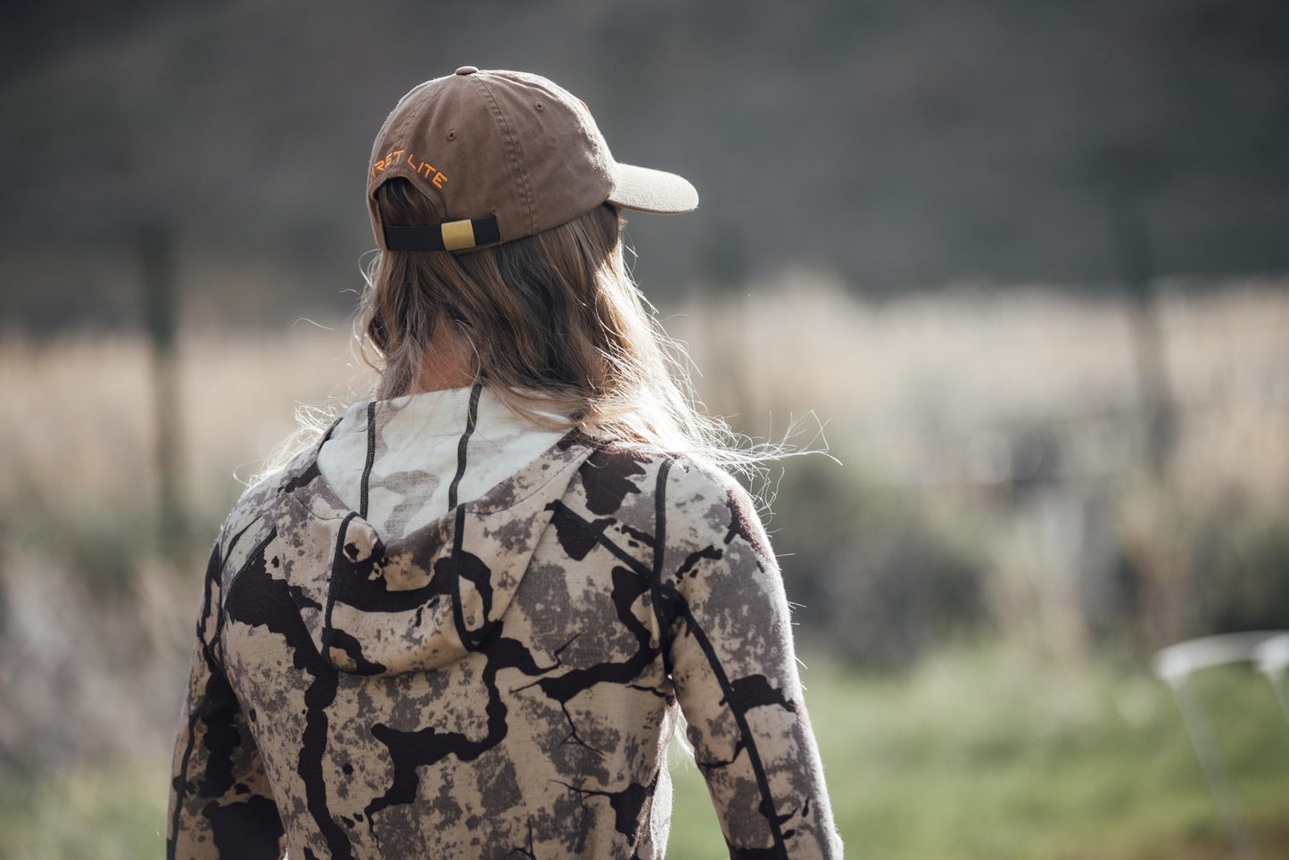 First Lite Women's Kiln Hoody - Merino Wool Midweight Camo Hunting Base Layer