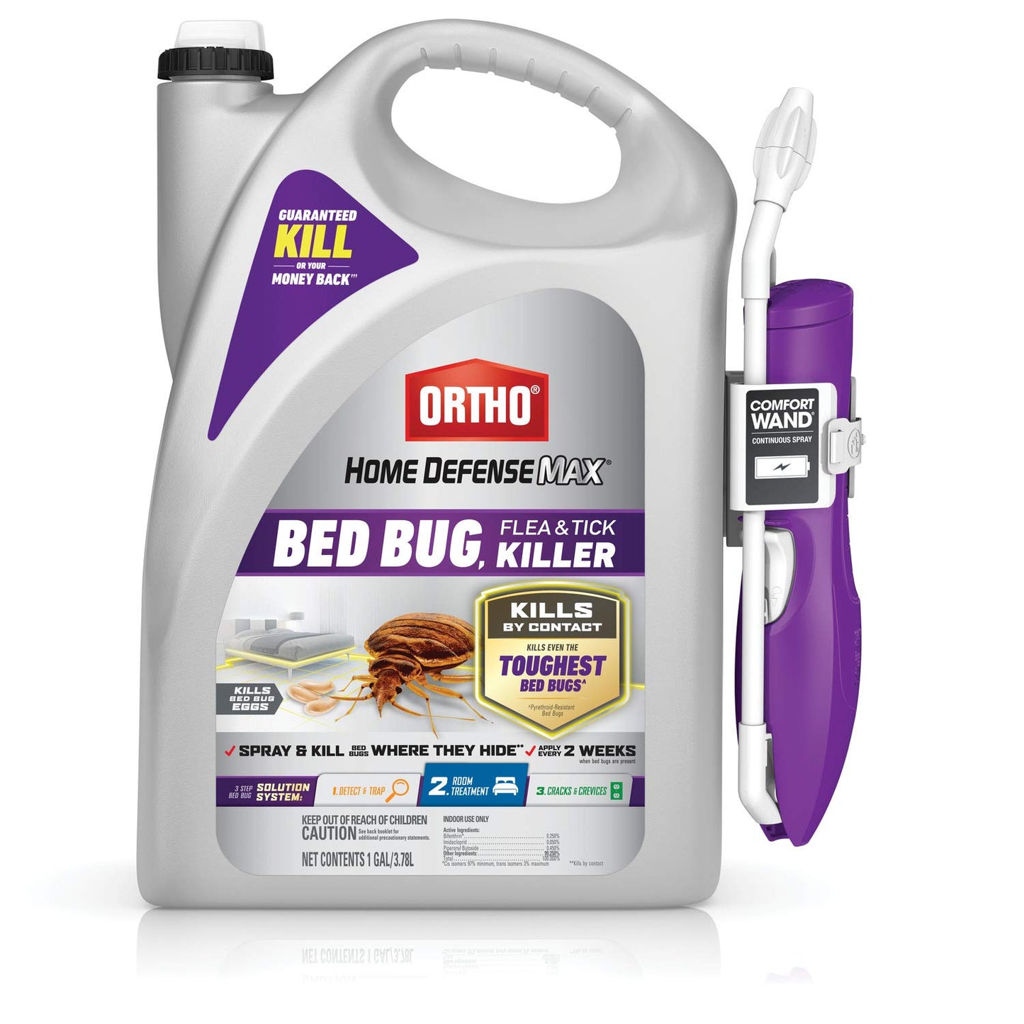 Ortho Home Defense Max Bed Bug, Flea and Tick Killer with Comfort Wand, Bed Bug Spray, Kills Bed Bug Eggs, Fleas and Ticks, 1 gal.