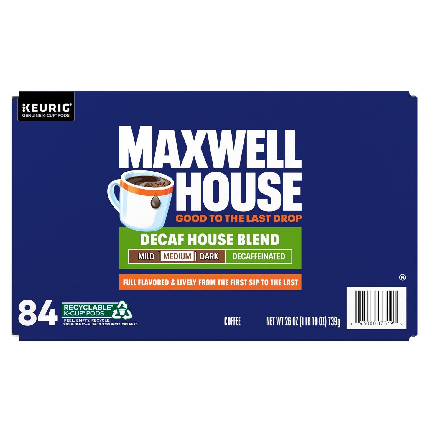 Maxwell House Decaf House Blend Medium Roast K-Cup Coffee Pods, 84 ct Box