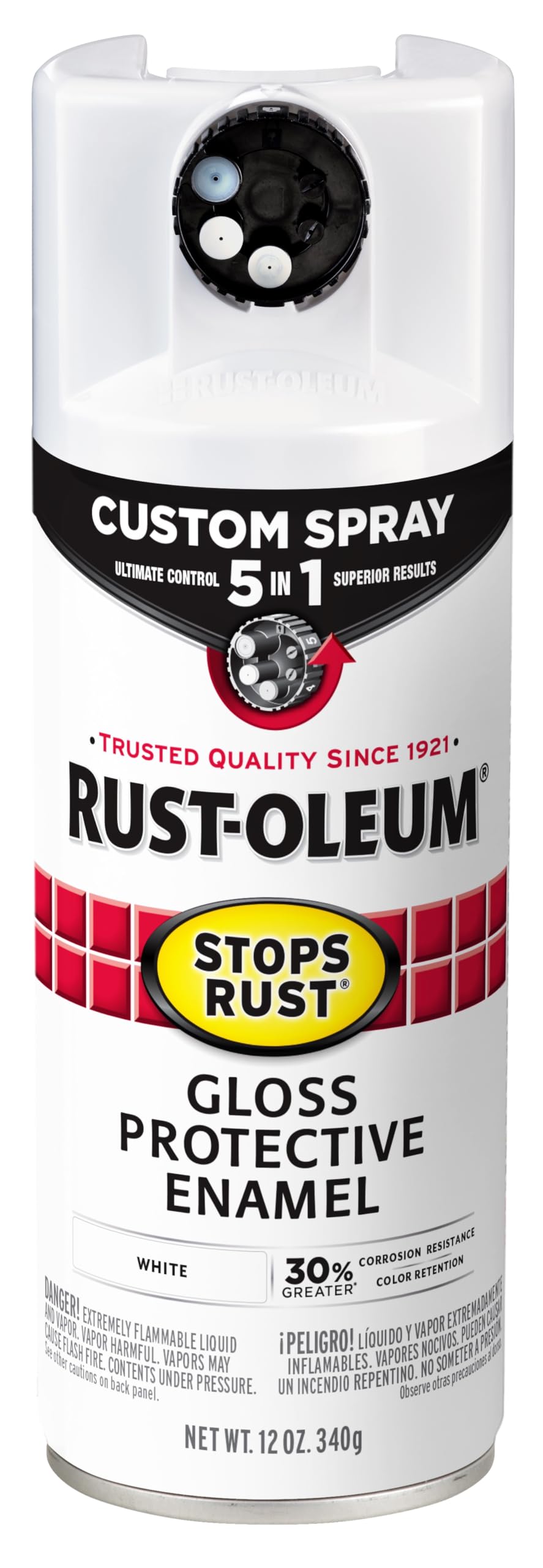 Rust-Oleum 376892 Stops Rust Custom Spray 5-in-1 Spray Paint, 12 oz, Gloss Leather Brown