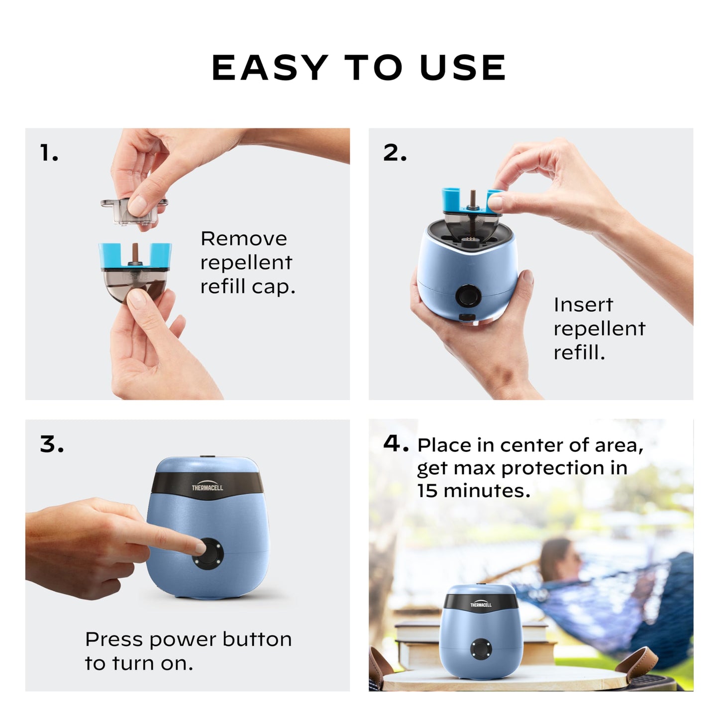 Thermacell Mosquito Repellent E-Series Rechargeable Repeller; Patio Shield 20’ Mosquito Protection Zone; Includes 12-Hr Repellent Refill; No Flame or Scent; Bug Spray and Bug Zapper Alternative