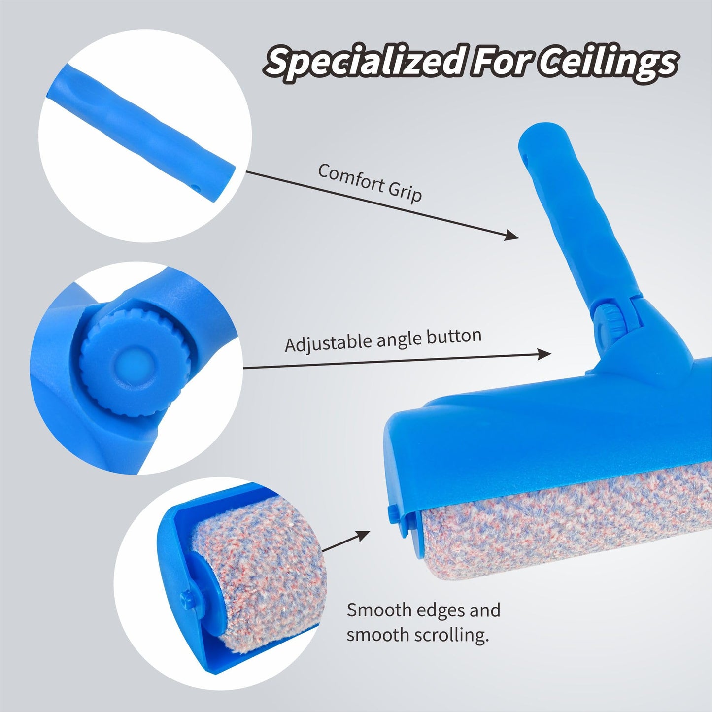 10 Inch Ceiling Paint Roller with Shield Roller and Shield with Adjustable Head Ceiling Paint Roller No DripRoller Without Splatter Paint Brush for Painting Ceilings Walls(EL01152)