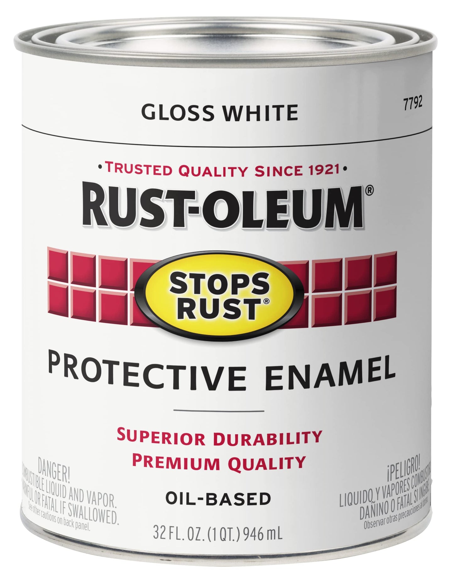 Rust-Oleum 7779502 Stops Rust Brush On Paint, Quart, Gloss Black, 32 Fl Oz (Pack of 1)