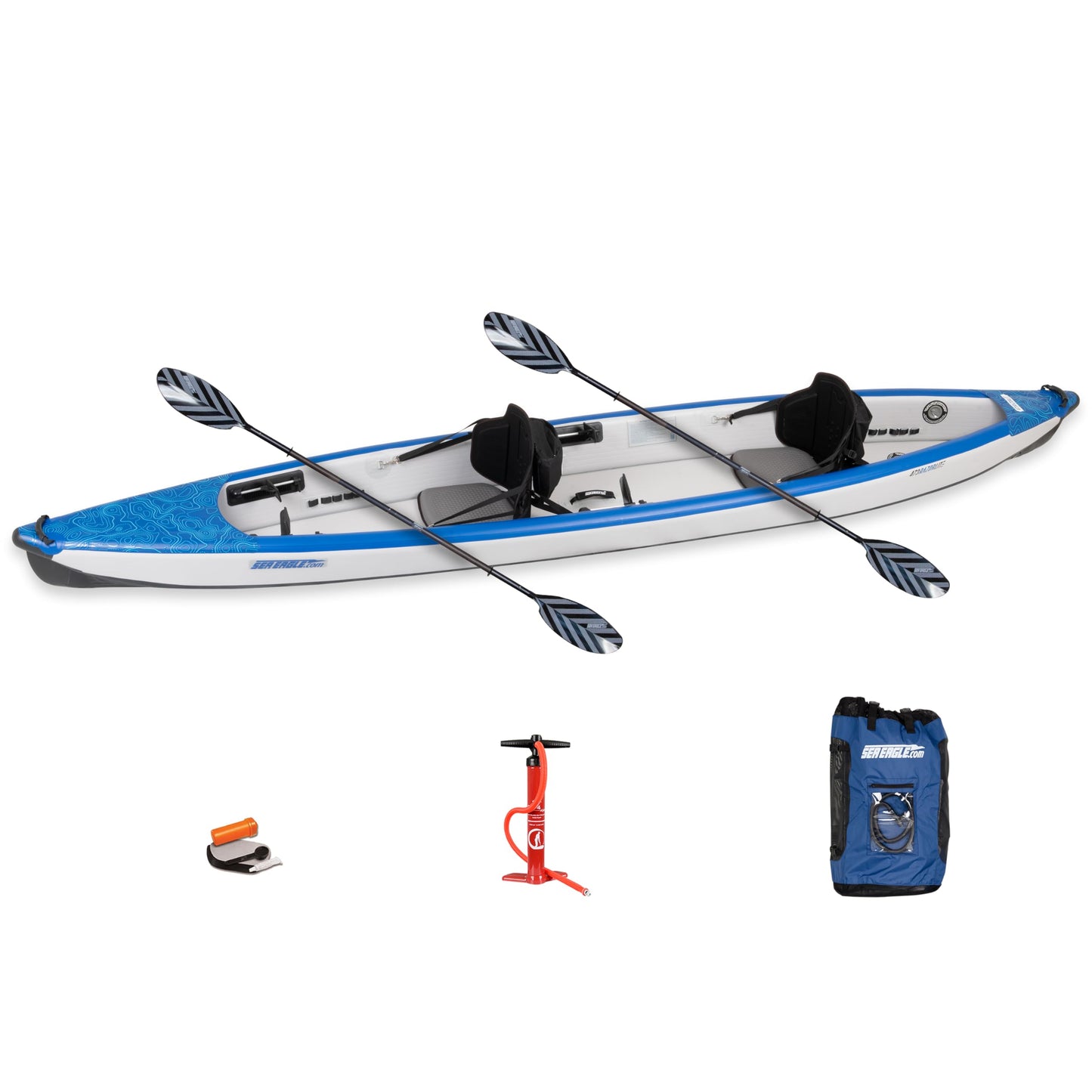 Sea Eagle RazorLite Inflatable Kayak - Lightweight, Drop Stitch, High Speed Touring Kayak - Solo or Tandem - Tall Back Seat(s), Paddle(s), Backpack, Skeg and Pump
