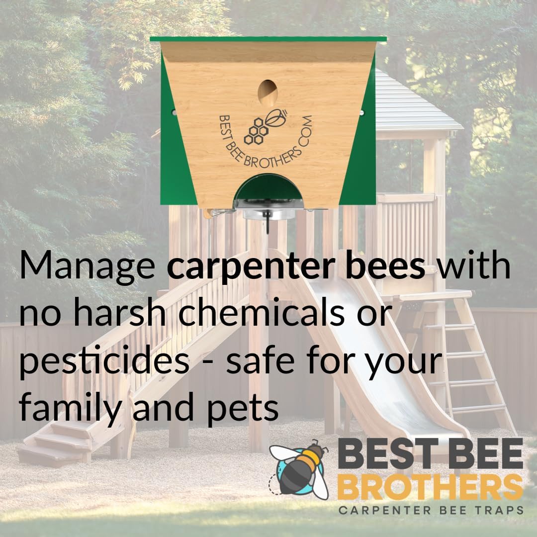 Best Bee Brothers Turbo Trap 2.0, Professional-Grade Carpenter Bee Trap for Outside with Bee Vault, Large Viewport & Spring-Loaded Door, 4.1” W x 4.8” H x 5.9” D (2 Pack)