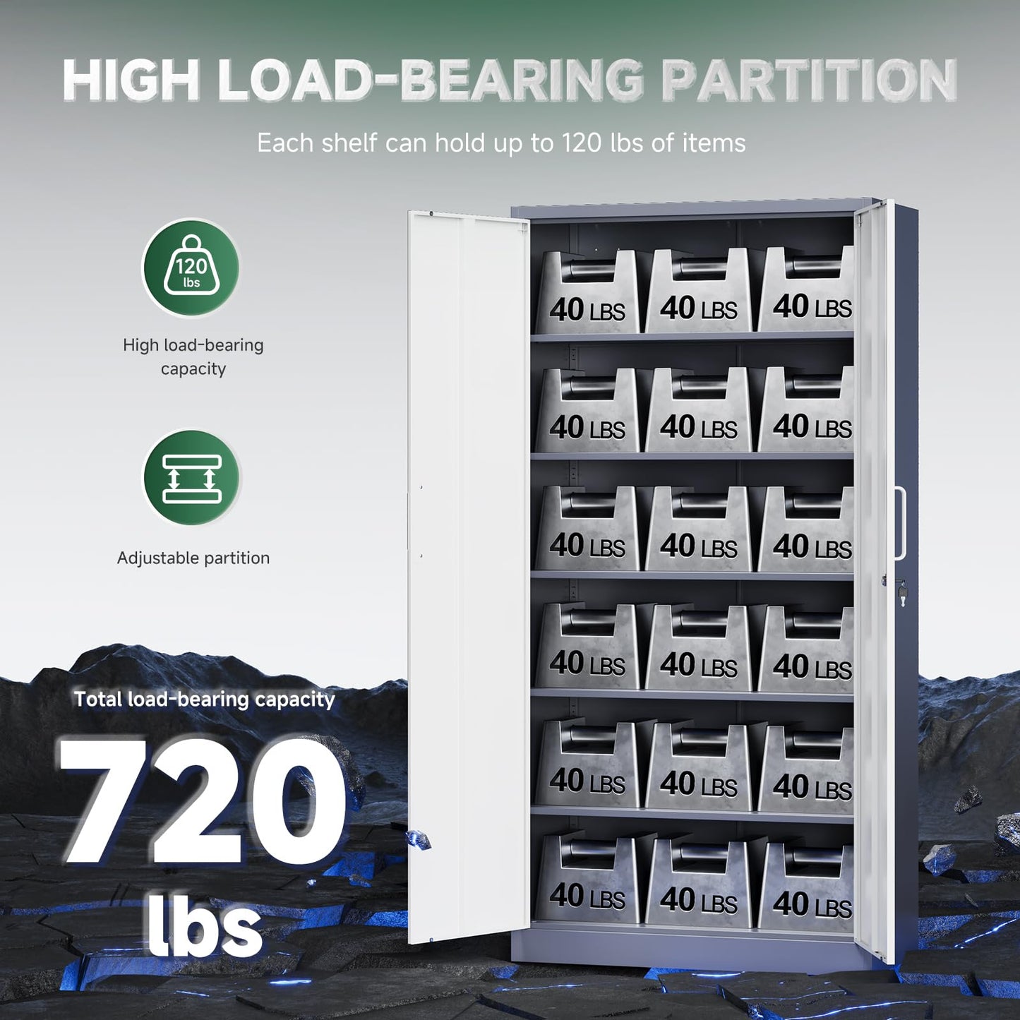Letaya Metal Garage Storage Cabinets with Lock-72 Tall Tool Organizer Steel Lockers, 5 Adjustable Layers Shelves for Home,Office,Warehouse,Garage,(Black-72“)
