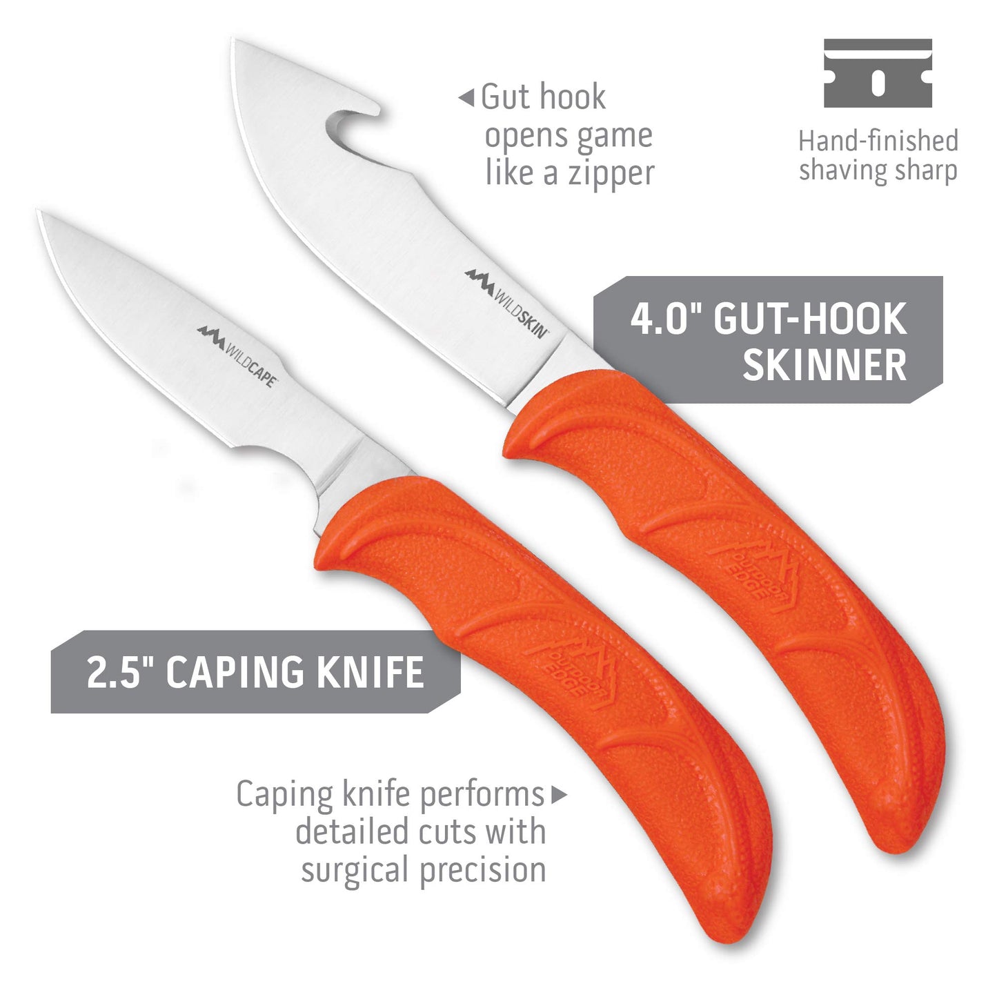 Outdoor Edge WildLite - 6-Piece Field to Freezer Hunting & Game Processing Knife Set with Gut Hook Knife, Caping Knife - Hunting Knives for Gutting Deer with Case - Deer Hunting Accessories