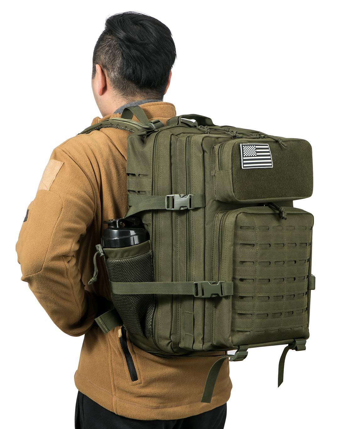QT&QY 25L/35L/45L Military Tactical Backpack For Men Molle Daypack 3 Day Bug Out Bag Hiking Rucksack With Bottle Holder