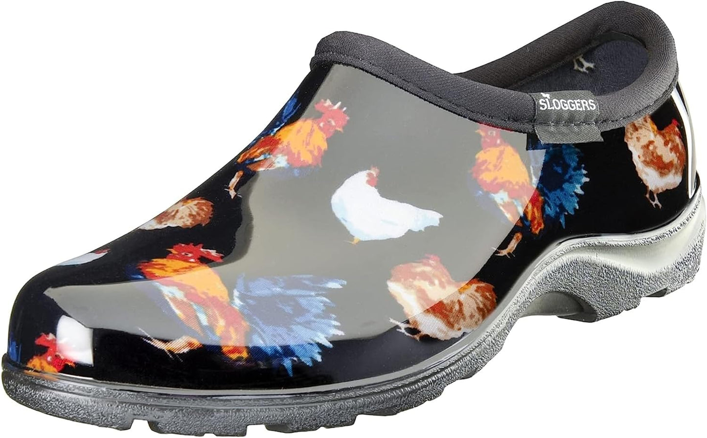 Sloggers Original Waterproof Rain and Garden Shoe for Women– Outdoor Slip-On Garden Clog - Made in The USA with Premium Comfort Insole and Arch Support - Classic Chicken Black, Size 8
