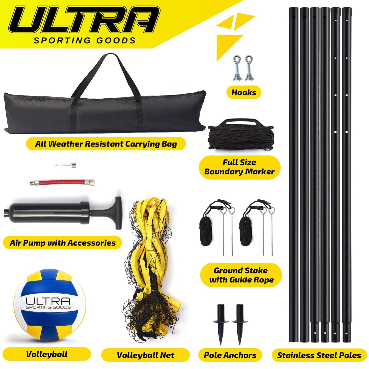 Volleyball Net Outdoor - Includes 32x3 Feet Regulation Size Net - Volleyball Net for Backyard, Beach, or Pool