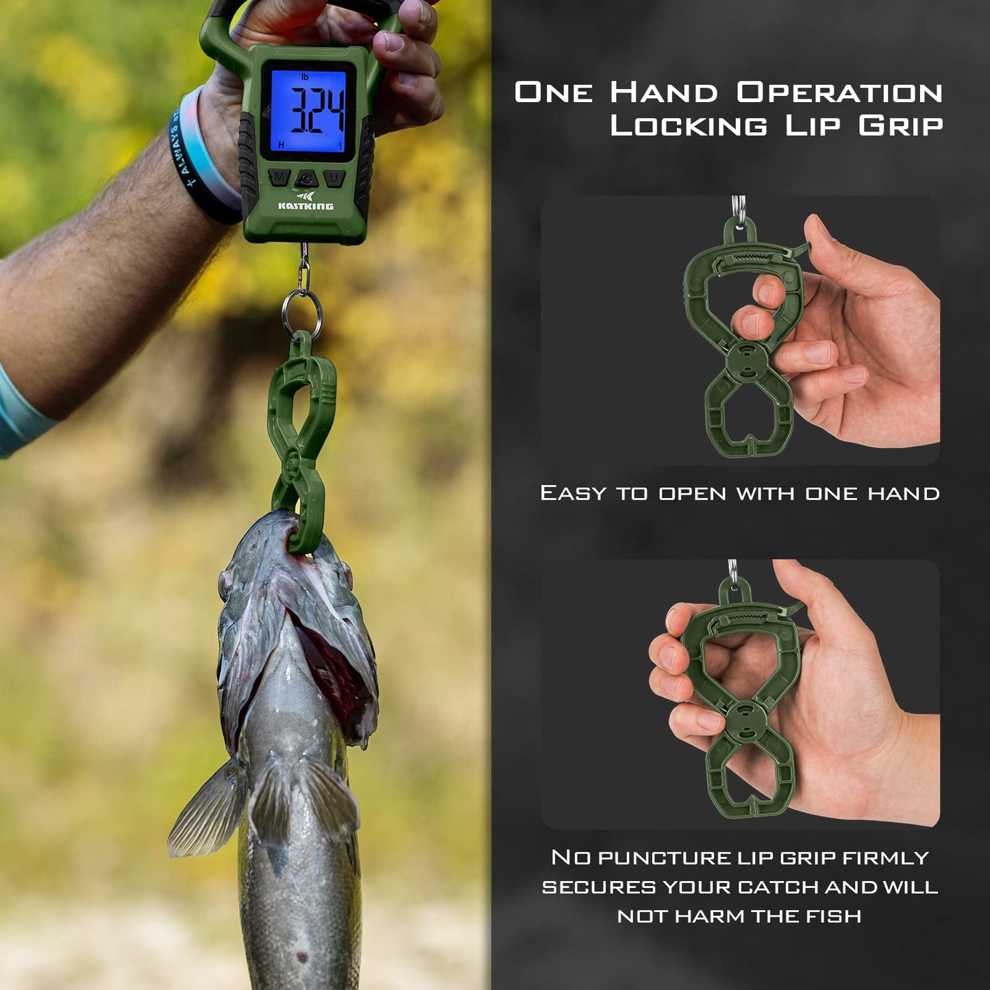KastKing Fish Scale, WideView Floating Waterproof Digital Scale, 2.5” Large LCD Display, 110lb Capacity, Multi-Mode Pound/Ounces & Kilograms, Stores up to 9 Weights, Fishing Gifts for Men