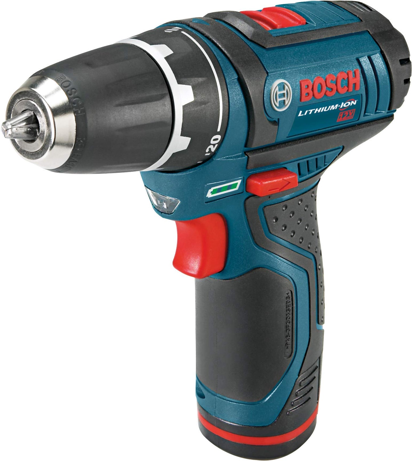 BOSCH PS31-2A 12V Max 3/8 Inch Drill/Driver Kit with (2) 2 Ah Batteries and Charger, Variable Speed