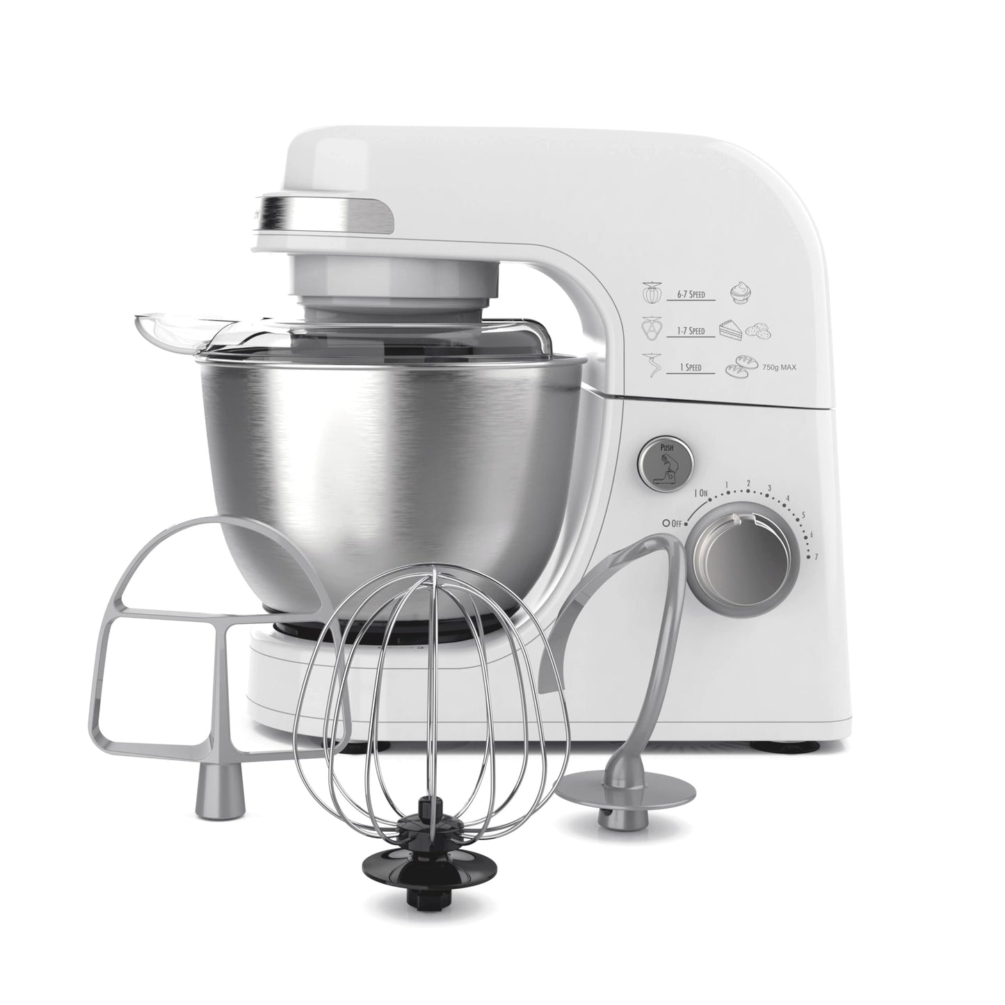 Hamilton Beach Electric Stand Mixer, 4 Quarts, Dough Hook, Flat Beater Attachments, Splash Guard 7 Speeds with Whisk, Black