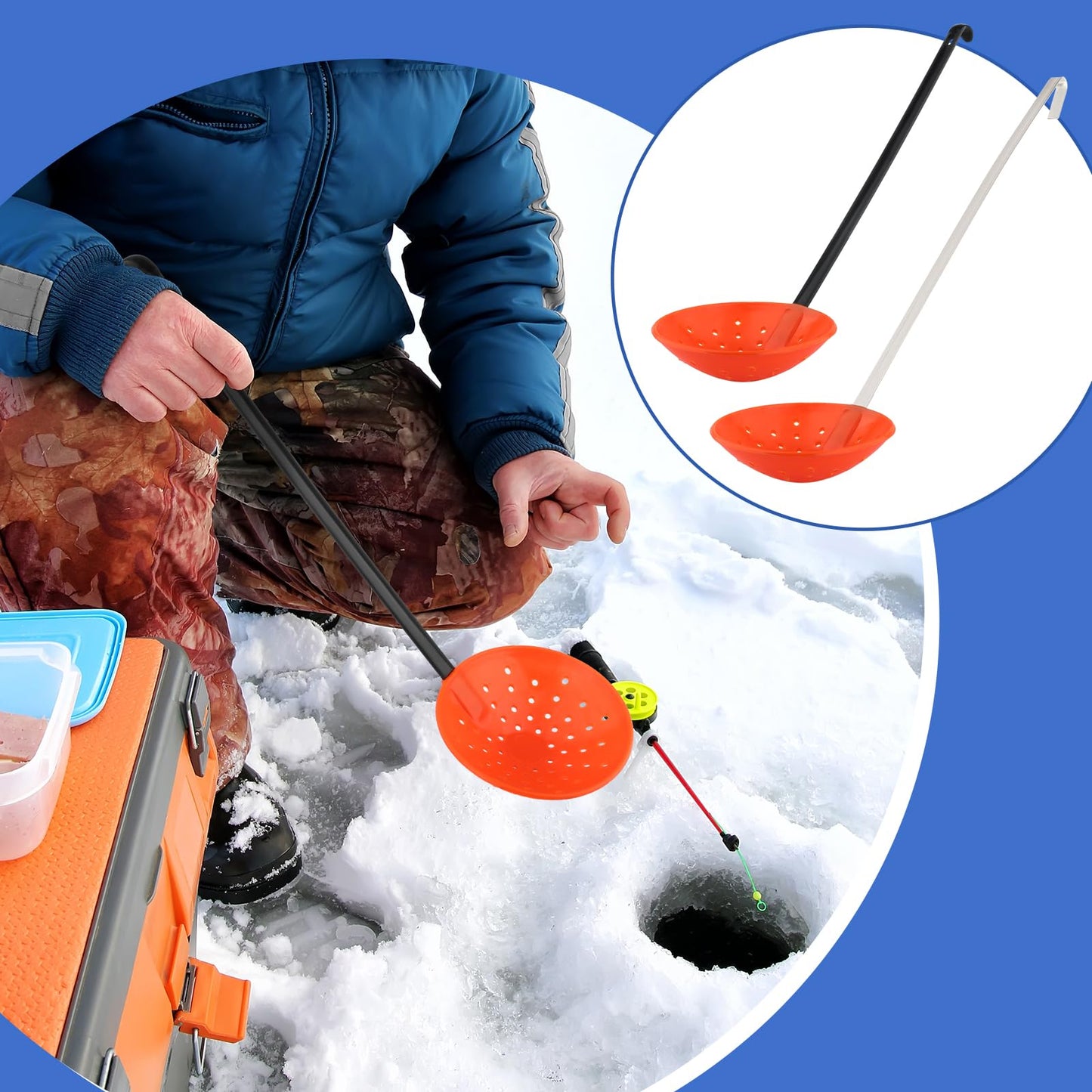 Yiju Ice Fishing Scoop Scoop Skimmer Ice Slush Scoop with Aluminum Handle Winter Outdoor Fishing Shovel Ice Tools