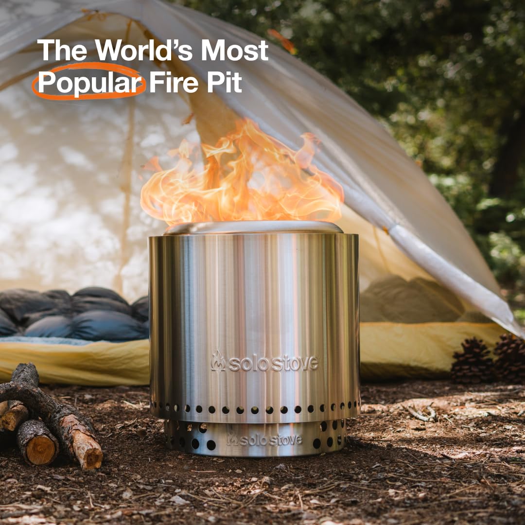 Solo Stove Ranger 2.0 with Stand - 15 Inch Smokeless Portable Fire Pit - Lightweight Outdoor Fireplace with Removable Ash Pan, Stainless Steel, Carry Case Included, Ideal for 2-4 People, 16.5 lbs
