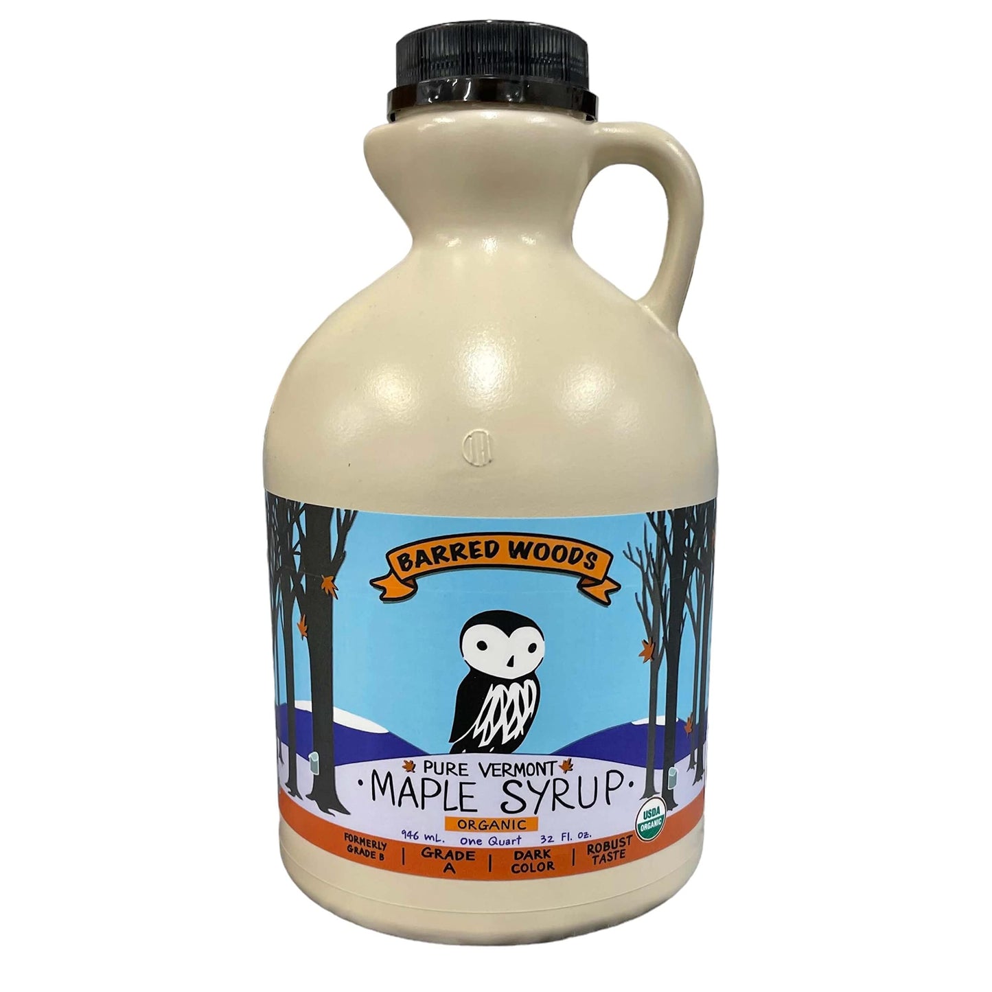 Organic Vermont Maple Syrup - Pure and All Natural - One Pint Jug (16 oz) - Grade A Amber Rich - From Barred Woods Maple
