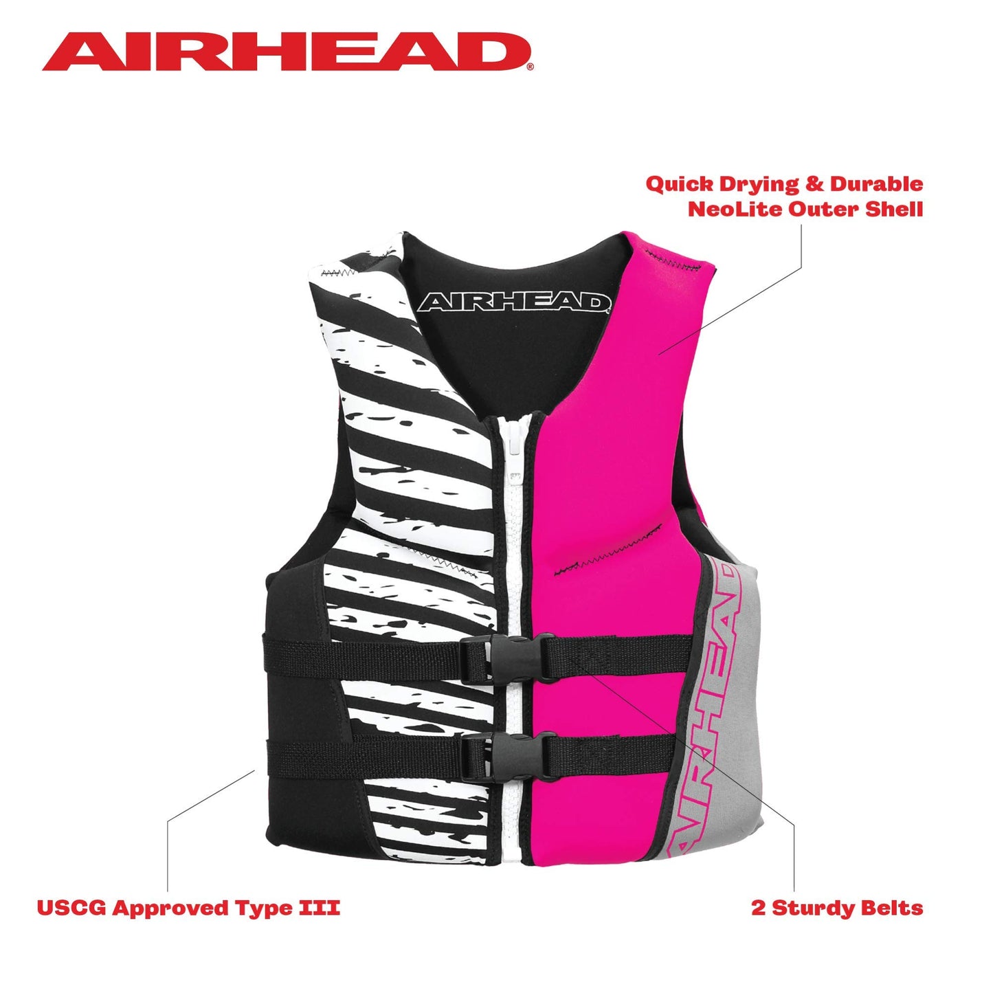 Airhead Wicked Kwik-Dry NeoLite Flex Lift Jacket | US Coast Guard Approved, Designed for Water Sports, Multiple Sizes
