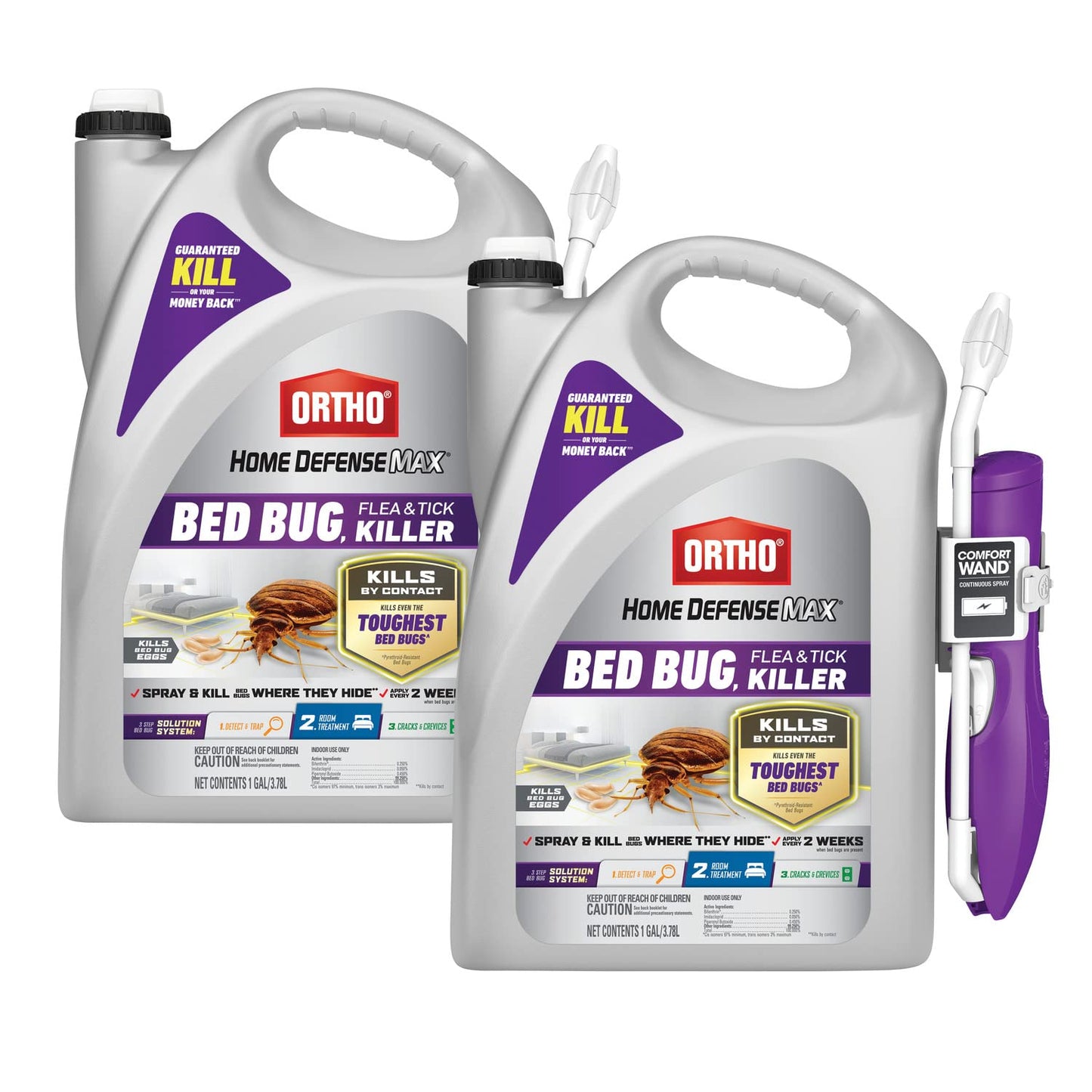 Ortho Home Defense Max Bed Bug, Flea and Tick Killer with Comfort Wand, Bed Bug Spray, Kills Bed Bug Eggs, Fleas and Ticks, 1 gal.