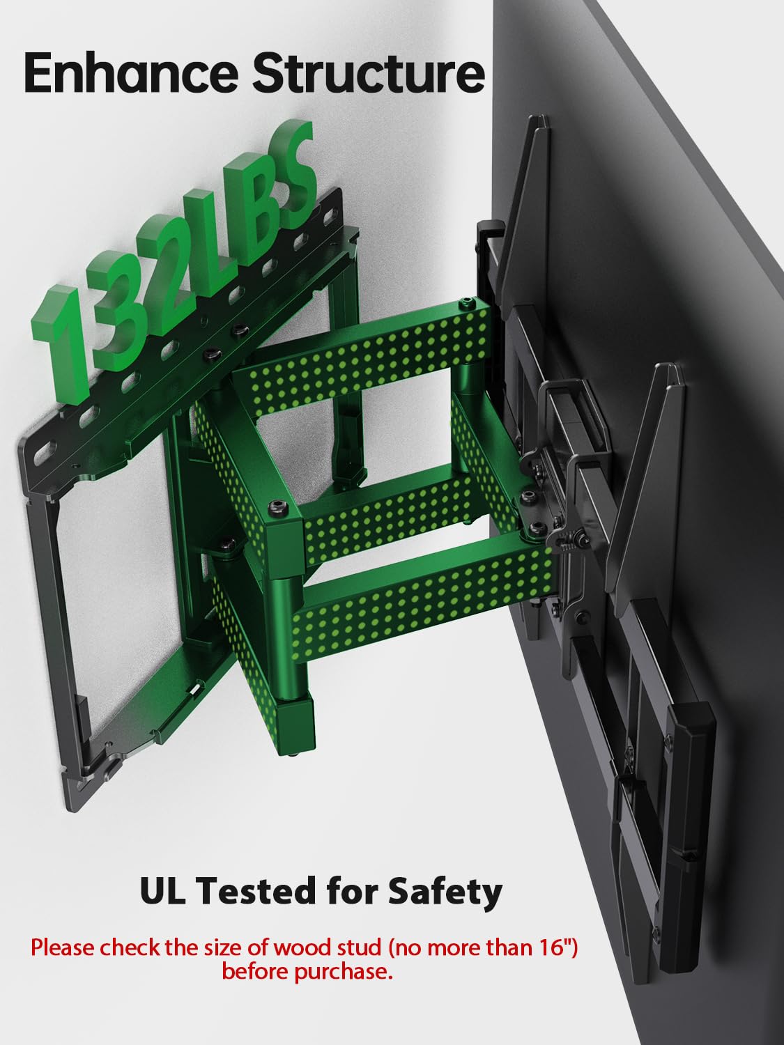 USX Mount Full Motion TV Wall Mount for Most 42-86 inch Flat Screen/LED/4K, TV Mount Bracket Dual Swivel Articulating Tilt 6 Arms, Max 16" Wood Studs, VESA 600x400mm, Holds up to 132lbs
