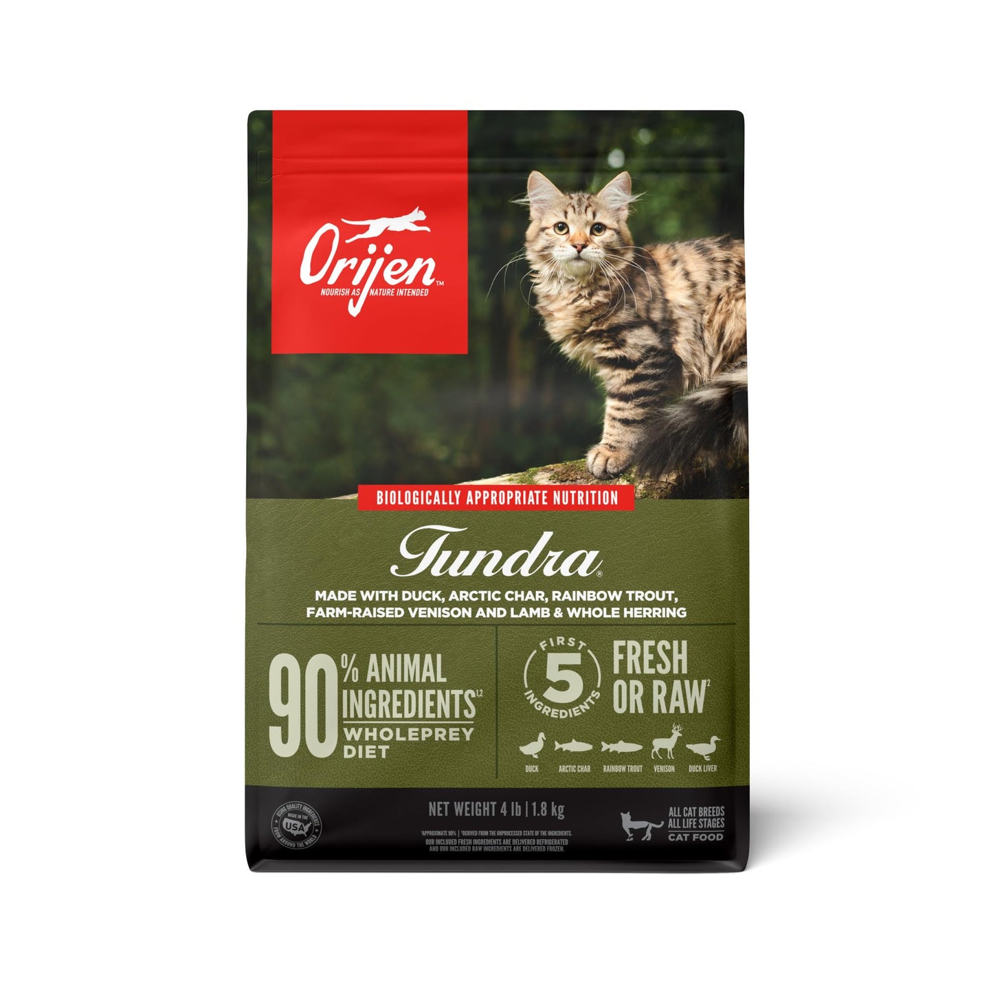 ORIJEN Grain Free High Protein Premium Dry Cat Food Original Recipe, 4lb Bag