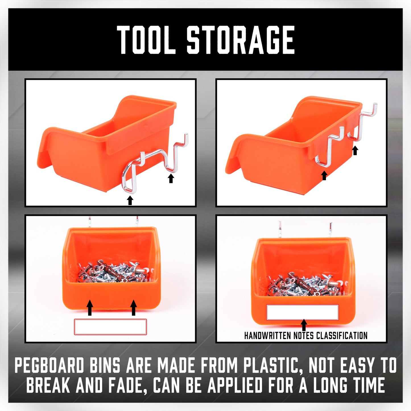 HORUSDY 150-Piece Pegboard Hooks Assortment, Pegboard Accessories with Pegboard Bins for Organizing Various Tools
