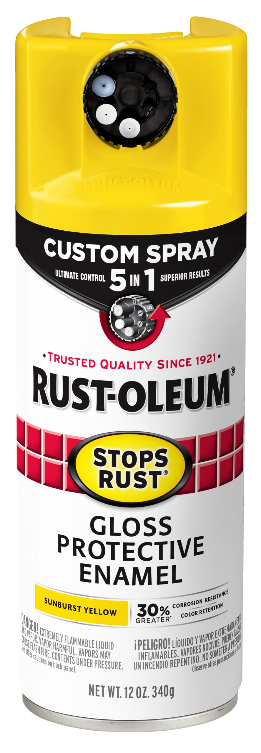 Rust-Oleum 376892 Stops Rust Custom Spray 5-in-1 Spray Paint, 12 oz, Gloss Leather Brown