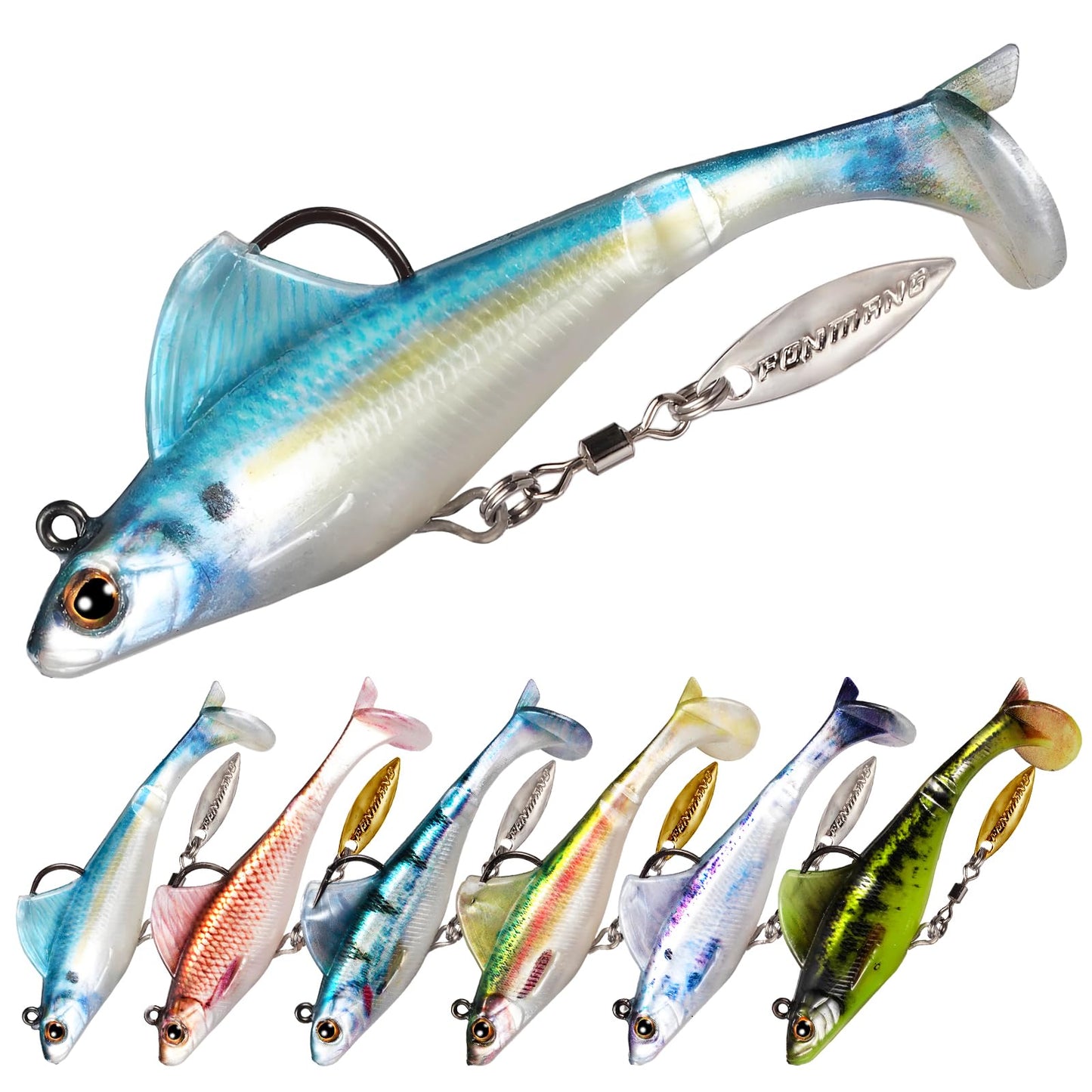 2.5/3.5In Swim Baits for Bass Fishing, Pre-Rigged Jig Heads Soft Plastic Walleye Fishing Lures, Paddle Tail Swimbaits for Bass Fishing, Fishing Bait for Freshwater Saltwater Gifts