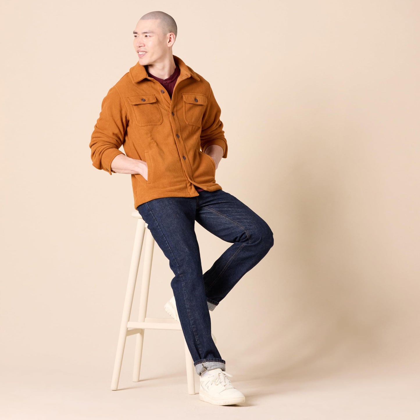 Amazon Essentials Men's Long-Sleeve Polar Fleece Shirt Jacket