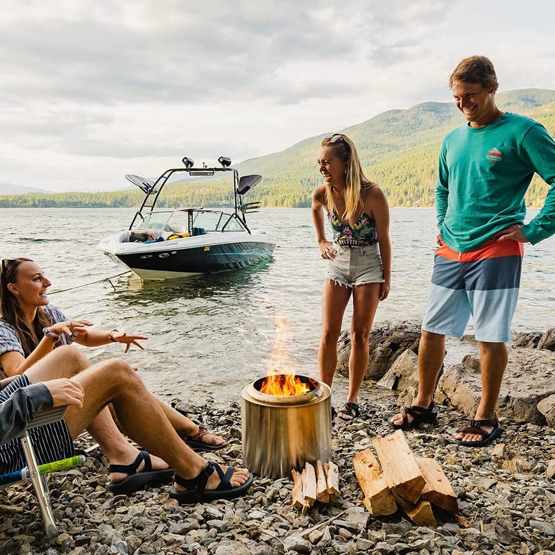 Solo Stove Ranger 2.0 with Stand - 15 Inch Smokeless Portable Fire Pit - Lightweight Outdoor Fireplace with Removable Ash Pan, Stainless Steel, Carry Case Included, Ideal for 2-4 People, 16.5 lbs