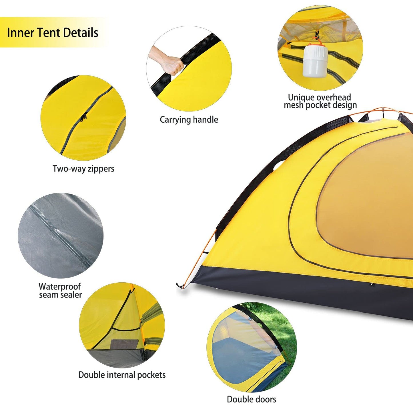 GEERTOP Ultralight 2 Person Backpacking Tent 4 Season Waterproof Camping Tent Double Layer Cold Weather Easy Set Up Tents for Family Camp, Hiking, Hunting Outdoor Mountaineering Travel