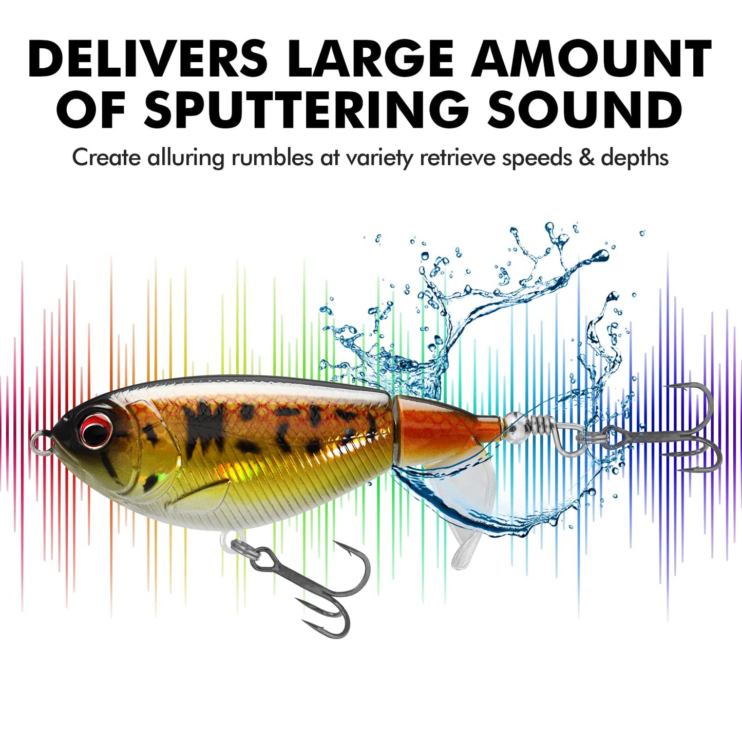 TRUSCEND PoPobait Plopper with BKK Hooks, Top Water Fishing Lures for Bass Walleye Pike Catfish Musky Perch, Floating Lure for Freshwater or Saltwater, Amazing Teasers Fishing Gifts for Family Fishing