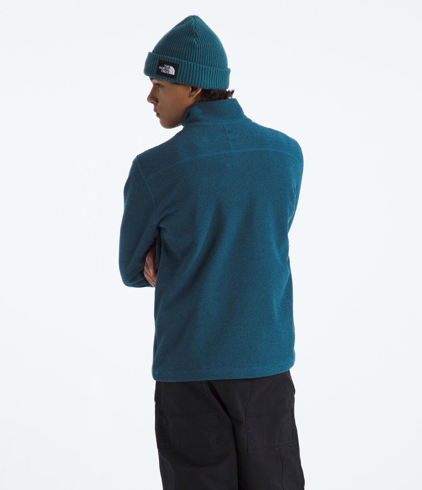 THE NORTH FACE Men's Textured Cap Rock 1/4 Zip Pullover | Fleece Jacket, Fold Over Collar & Embroidered Logo